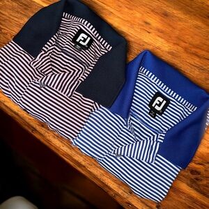 Lot of 2 FootJoy Golf Polo Shirts Men's Large L Athletic Fit Performance Striped